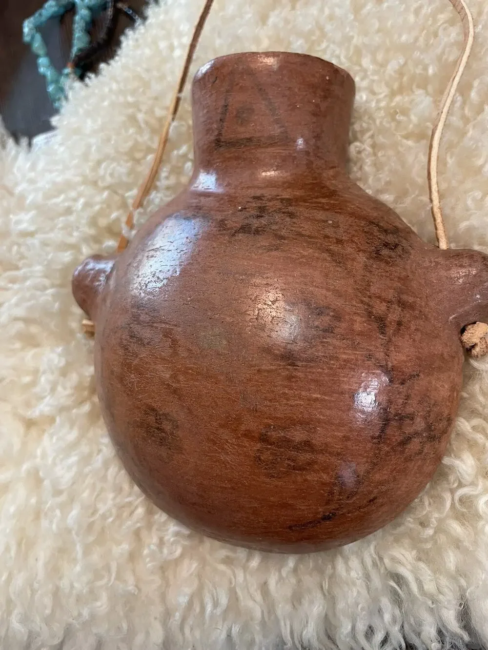 Antique MARICOPA Pottery CANTEEN Tohono O’odham NATIVE AMERICAN. Lena Albert?